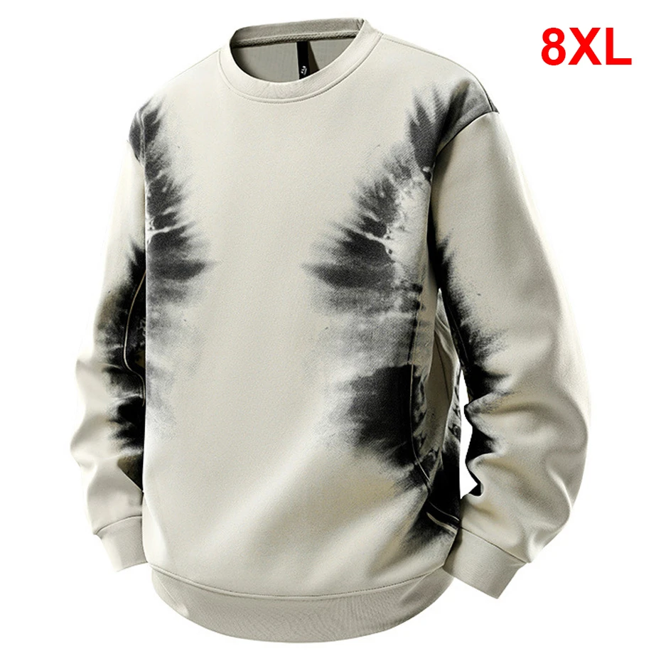 

8XL Plus Size Sweatshirts Men Spring Autumn Tie-dye Design Sweatshirt Fashion Casual Pullover Male Big Size 8XL