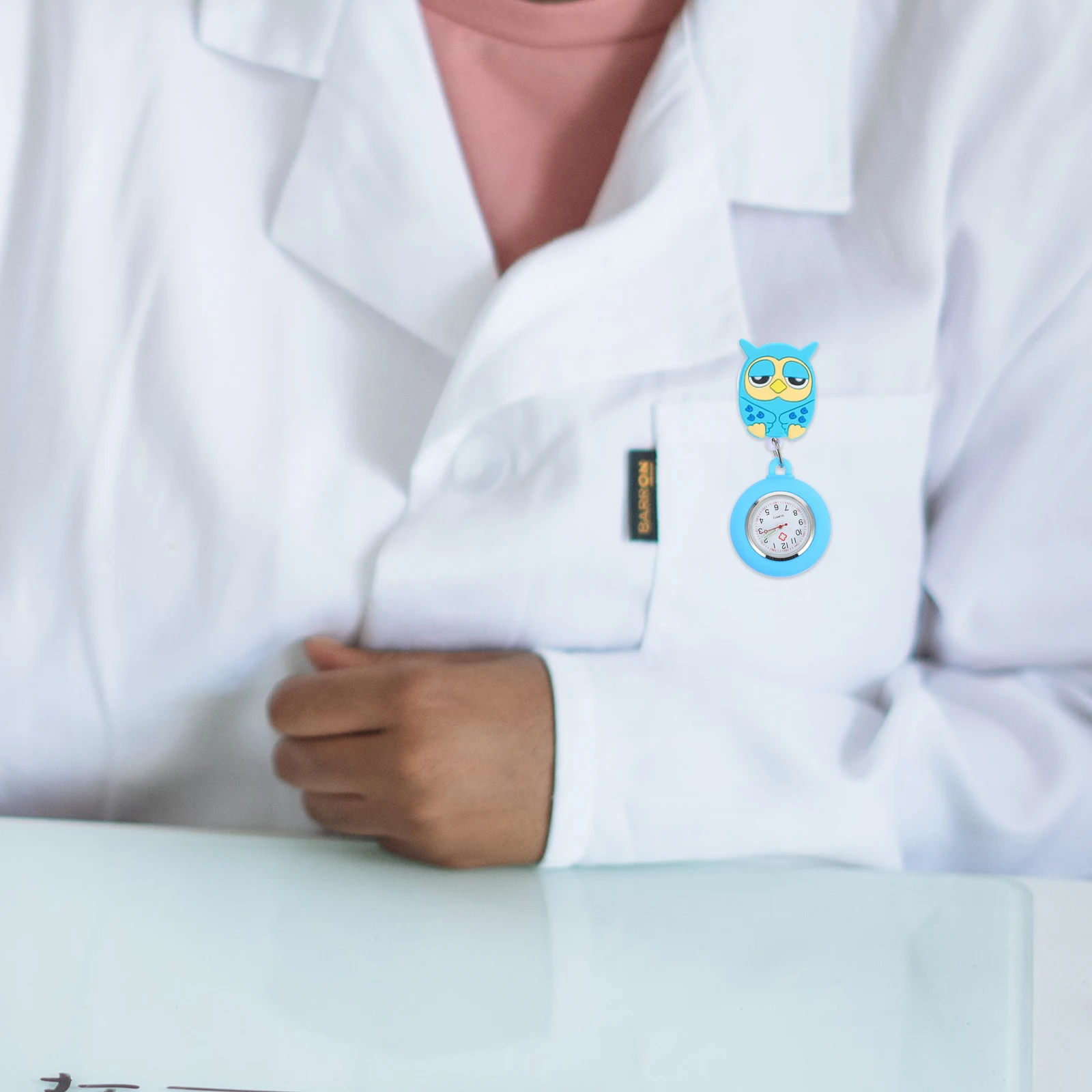 귀여운 올빼미 주머니 시계 부드러운 고무 블루 실리콘 두 번째 의사 간호사 의료 간호사 주머니 시계 선물