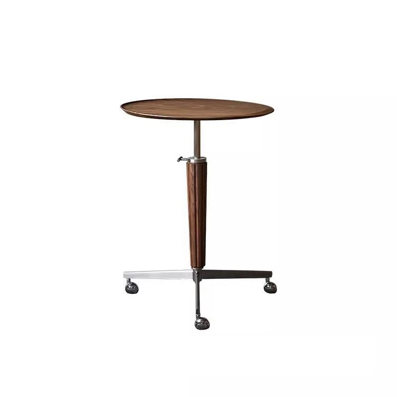 American solid wood corner sofa bedside mobile tea table small apartment side table walnut home living room lifting coffee table