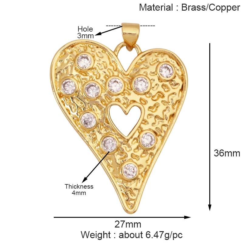 Mode Bunte Zirkon Brenn Liebe Herz Charm Anhänger, Echt 18K Gold Überzogene Halskette Armband DIY Handgemachten Schmuck Liefert S26 – Detail 23