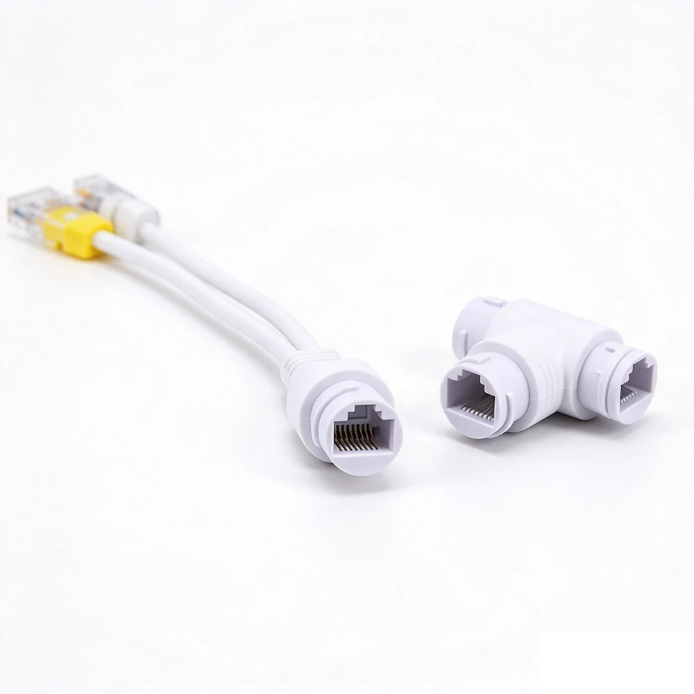 2 In 1 POE Splitter POE Adapter Cable Three Ways RJ45 Head CCTV Accessories For IP Security Camera System