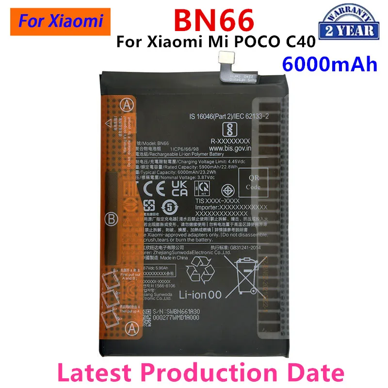 

Brand New BN66 6000mAh Battery For Xiaomi Mi POCO C40 Phone Replacement Batteries