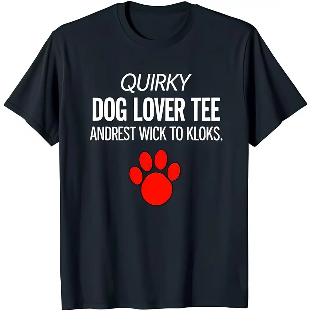 

Bold Black T-Shirt with White ' Dog Lover' Graphic & Red Print