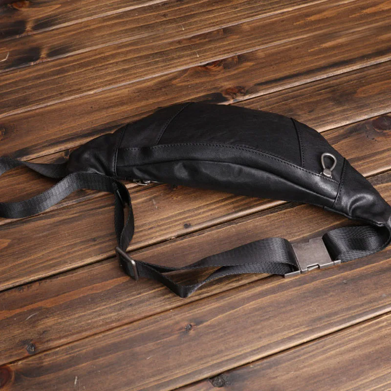 AETOO New leather men\'s sports Fanny pack small small lightweight head layer cowhide multifunctional mobile phone bag lightweig