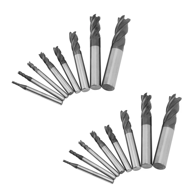 

16Pcs 2-12Mm Carbide End Mill 4 Flutes End Mill Set CNC Carbide Milling Cutter Spiral Router Bits