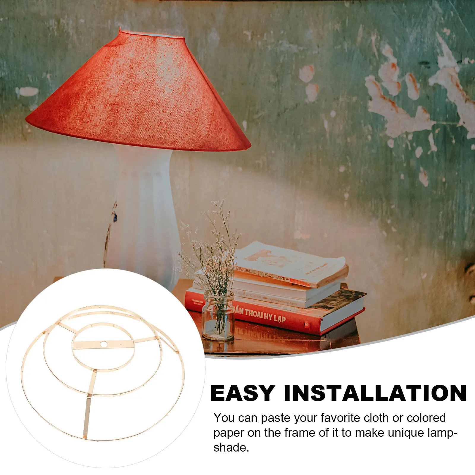 Double Ring Lampshade Frame Metal Table Lampshade Frame DIY Lamp Shade Rack Home Decor Light Fixture Accessory Strong Iron Build