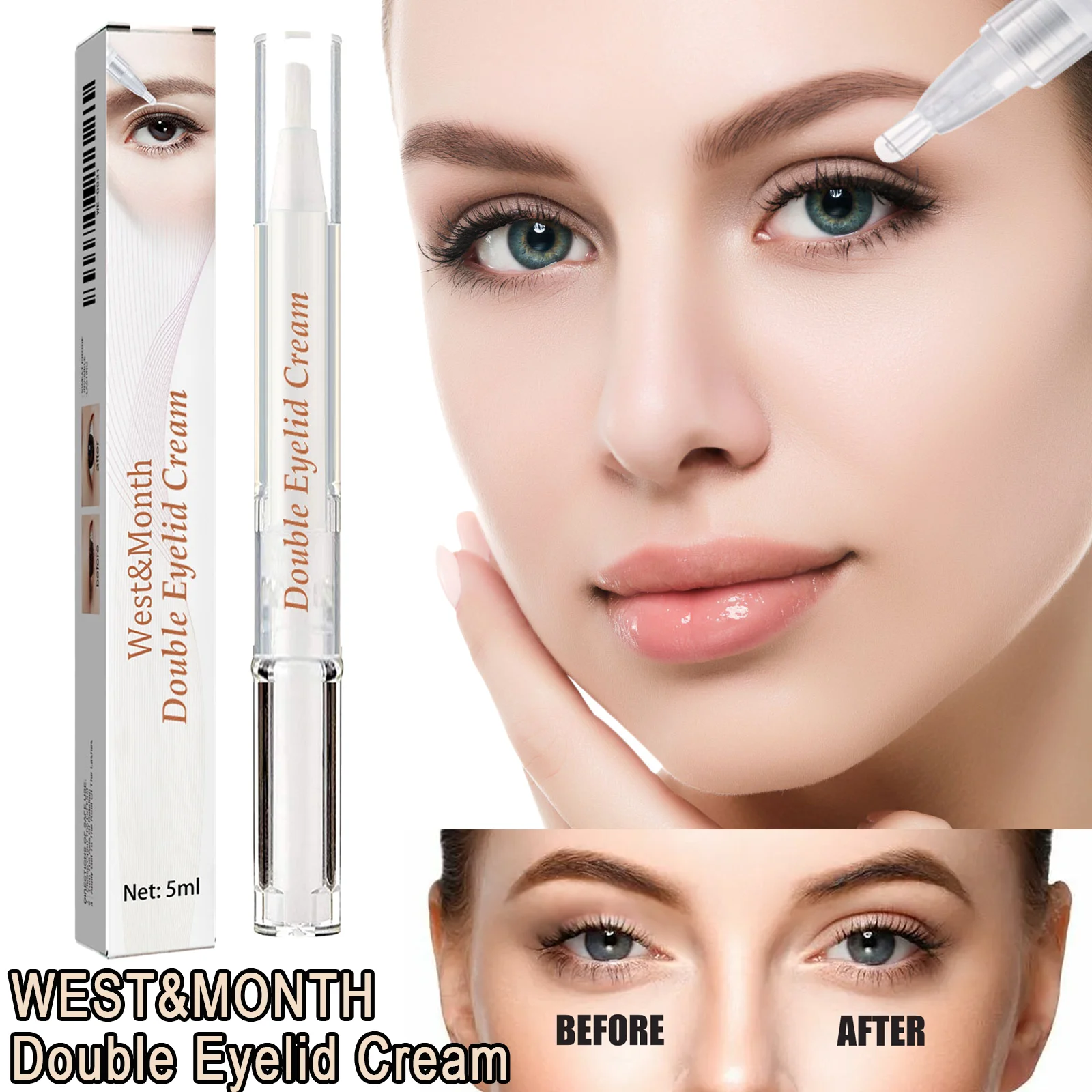 ครีมติดตาสองชั้น WEST&MONTH แบบไม่ต้องใช้กาว ติดทนนาน กันน้ำ กันเหงื่อ เห็นผลเป็นธรรมชาติ