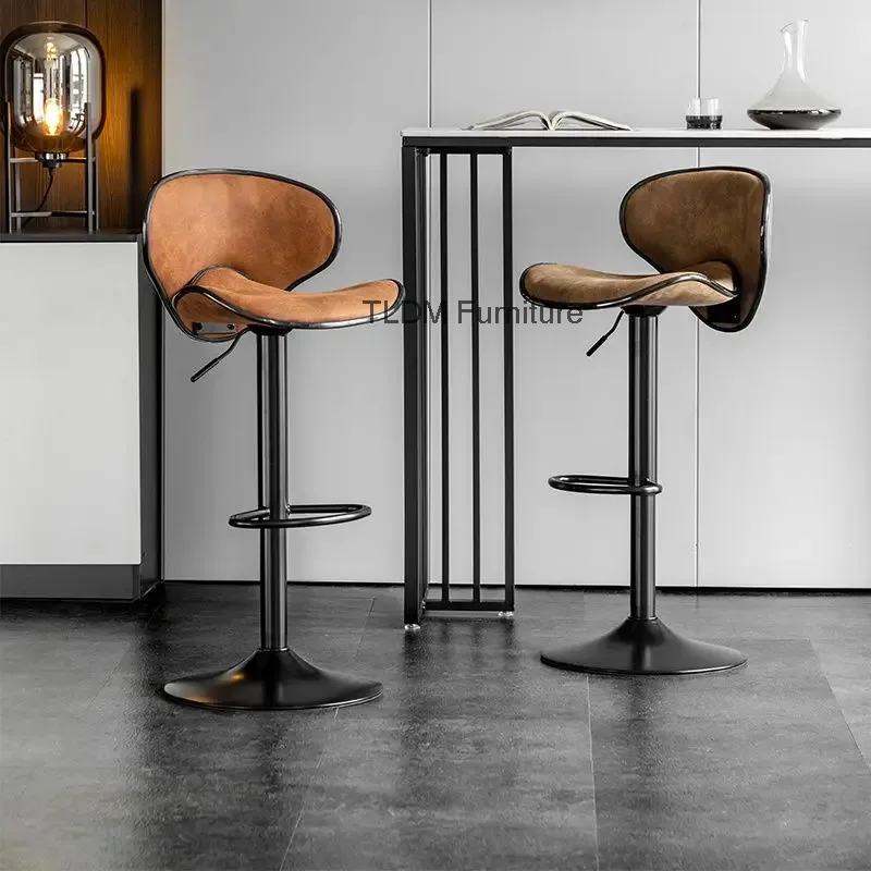 

Luxury Bar Stools Retro Home Backrest Height-adjustable Metal Kitchen Bar Chair Home Decoration Furniture Chairs Accessories