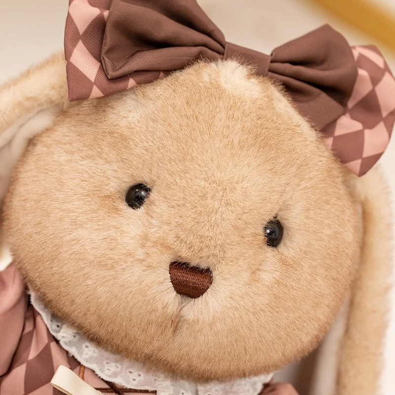 

35/45 см шоколадно-коричневый кролик супер мягкие игрушки милое платье в полоску с бантом кролик мультфильм Рождественский подарок на Хэллоуин для маленьких друзей