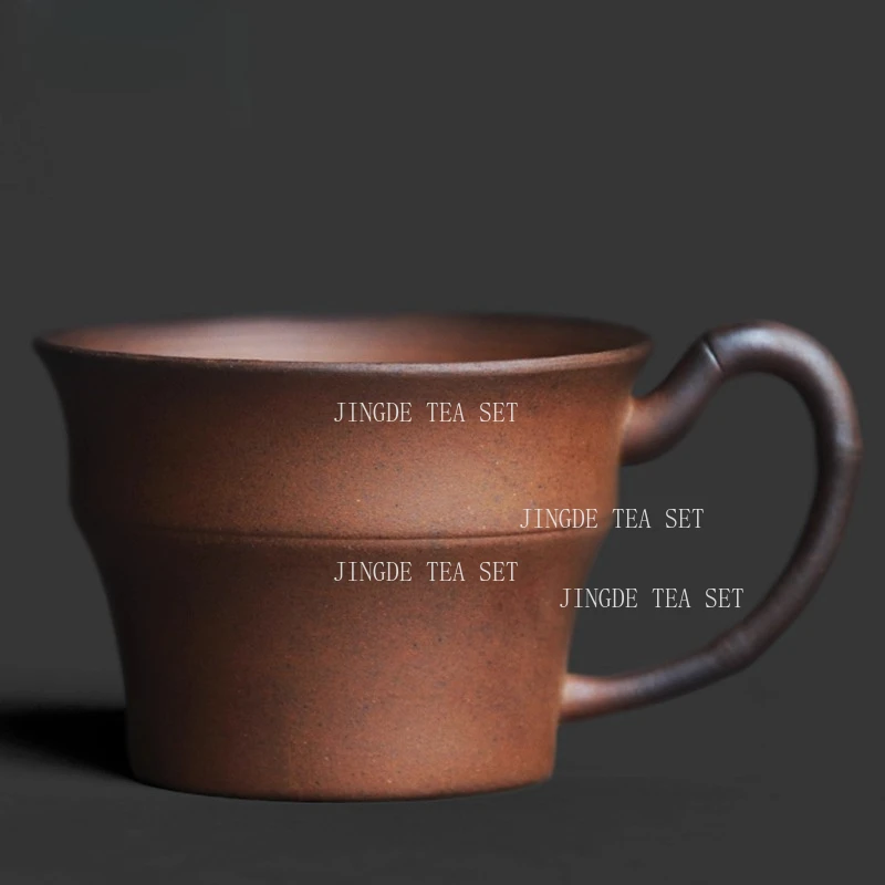 Rough Pottery Bamboo Handle Teacup Chinese Style Household Personal Coffee Cup Tea Tasting Cup Drinking Utensils Wine Glass