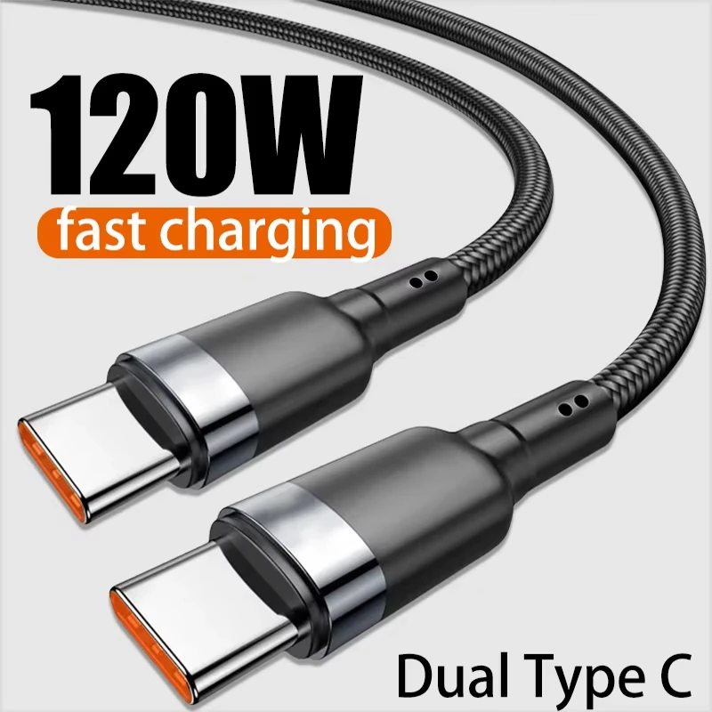Cable de Carga Rápida de 120 W, Cable de Tipo C a Tipo C, Carga Rápida de Alta Calidad para iPhone, Xiaomi, Samsung, Huawei, Cargador Súper Rápido