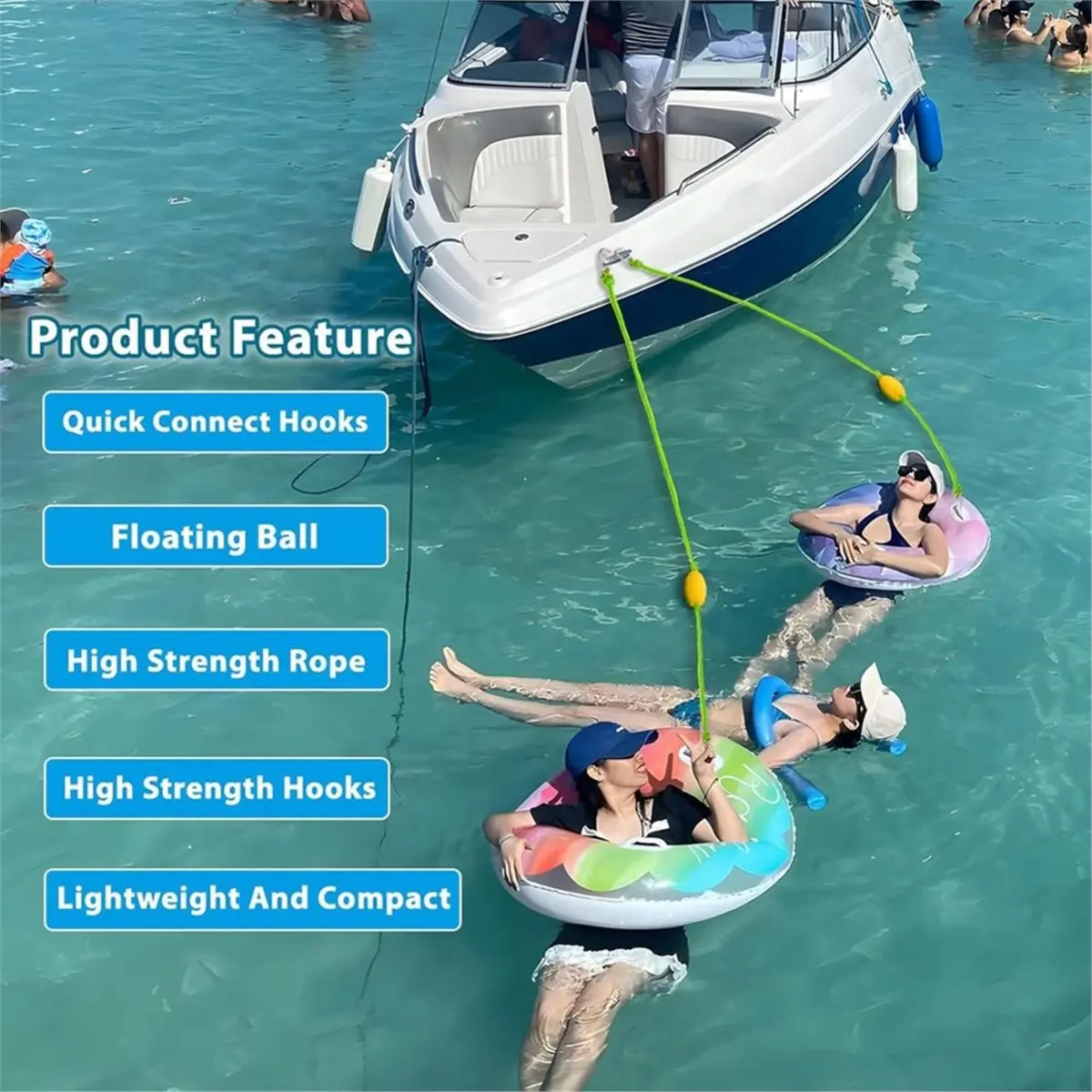 salego 2 Pcs Floating Kayak Tow Rope, Heavy Duty Float Rope Connect Rescue Line for Anchor Kayaks Fishing Boat Part