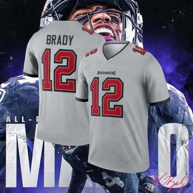 2025 Newest Summer Tom Brady Buccaneers Vapor F.U.S.E. Limited Rugby Jersey #12 Training Jersey Rugby Uniform Adult Top Quality