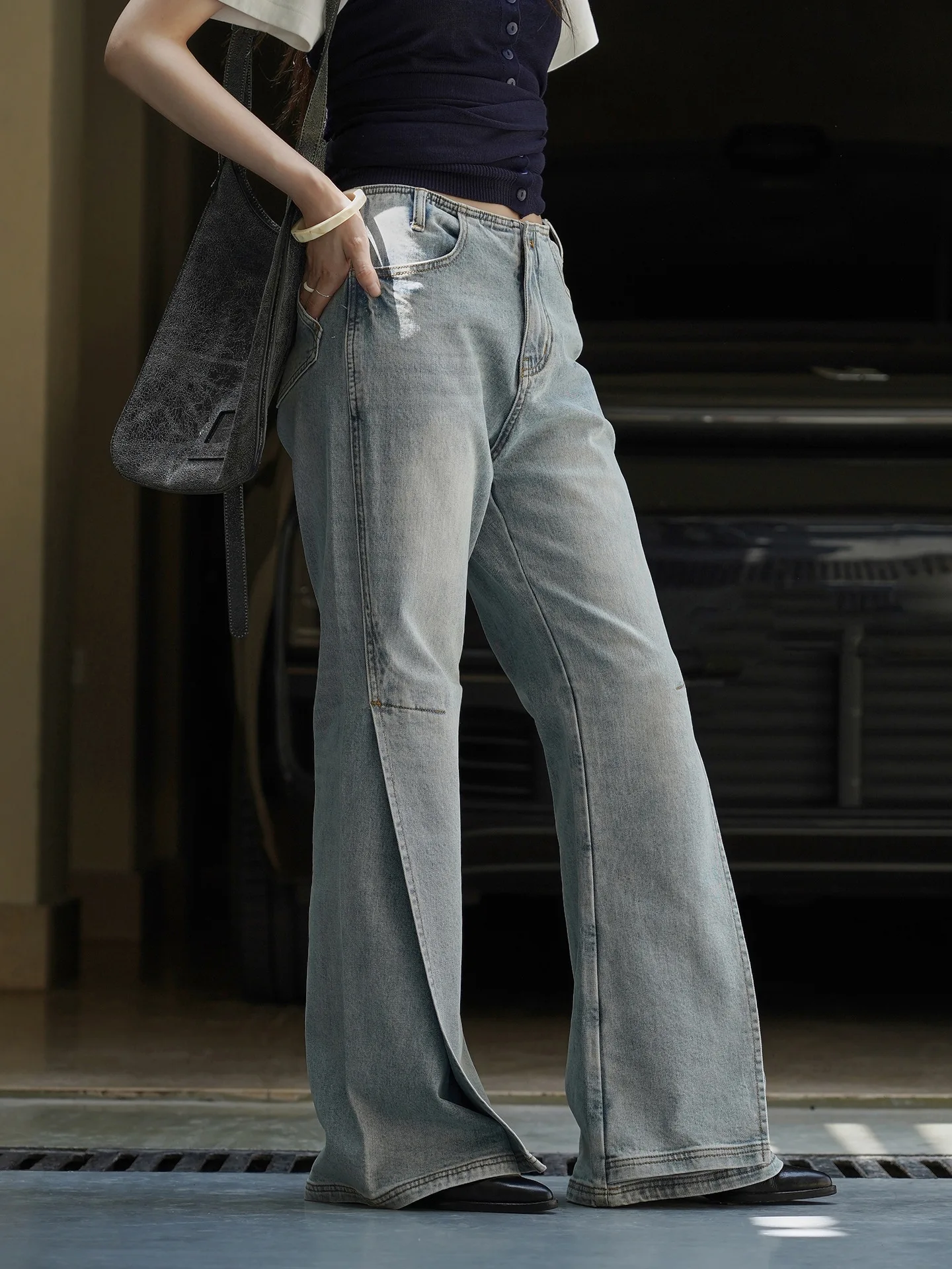 

Spring and summer women's casual solid color high waist loose wide leg pants