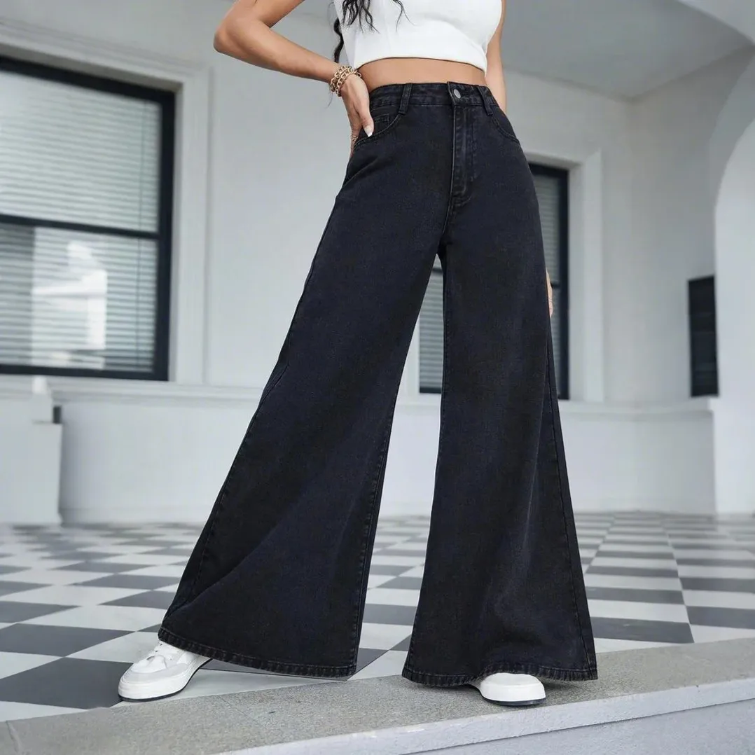 

Женские шикарные винтажные прямые мешковатые джинсовые брюки с высокой талией в корейском стиле Y2K, модные широкие брюки в американском стиле