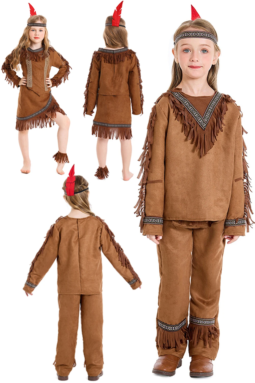 Disguise Indigenous Cosplay Child Girl Clothing Stage Performance Fantasia Costume Kids Roleplay Role Play Fancy Party Cloth