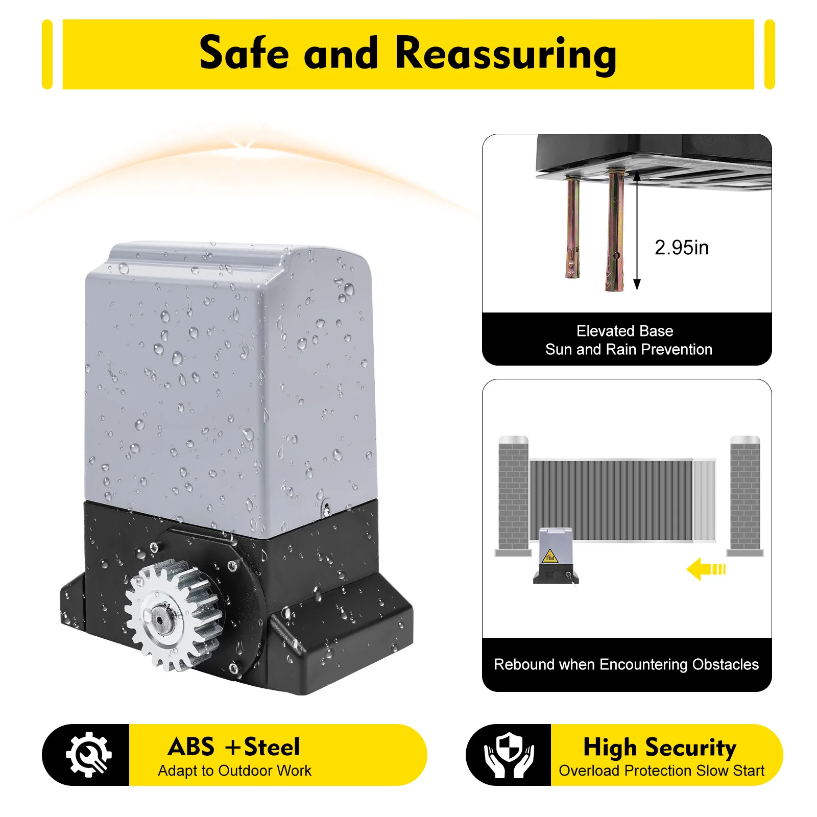 Ouvre-porte électrique coulissant 750W, moteur automatique, kit de sécurité pour allée