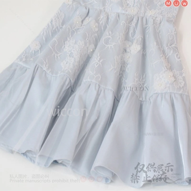 Heroine Cosplay Costume Blue Dress Lolita Set Necklace Dress Outfits Women Game Love and Deepspace Halloween Party Customized