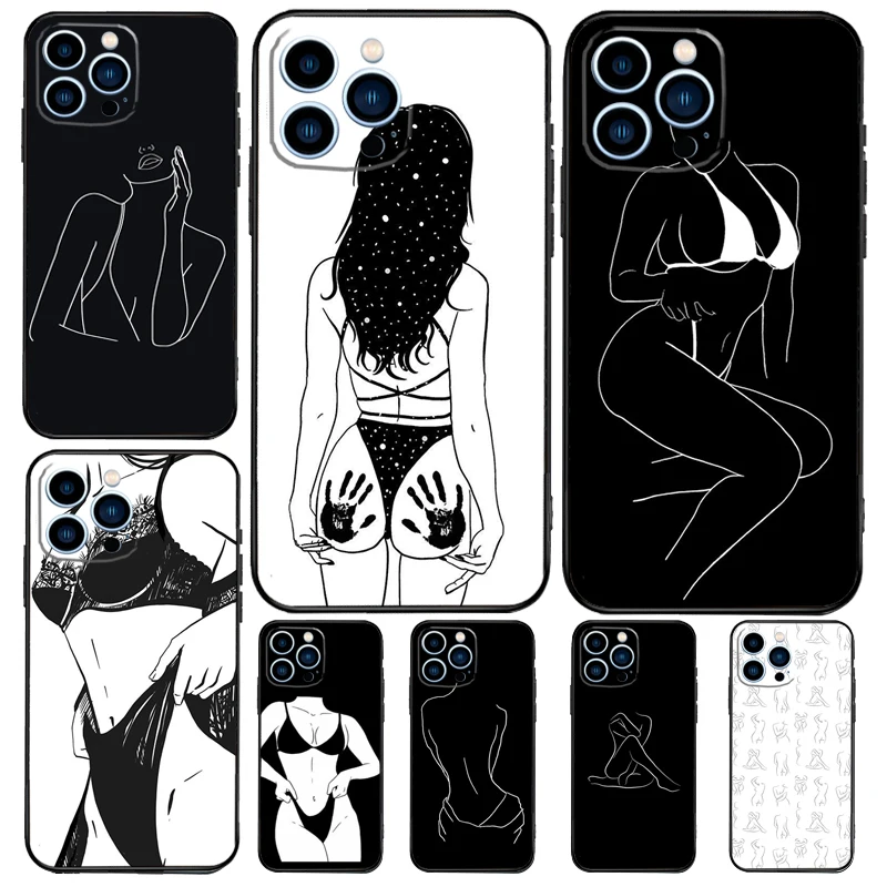 Sexy Nude Women Art Case For Apple iPhone 12 13 Mini 11 14 15 16 Pro Max Plus X XR XS Max Coque