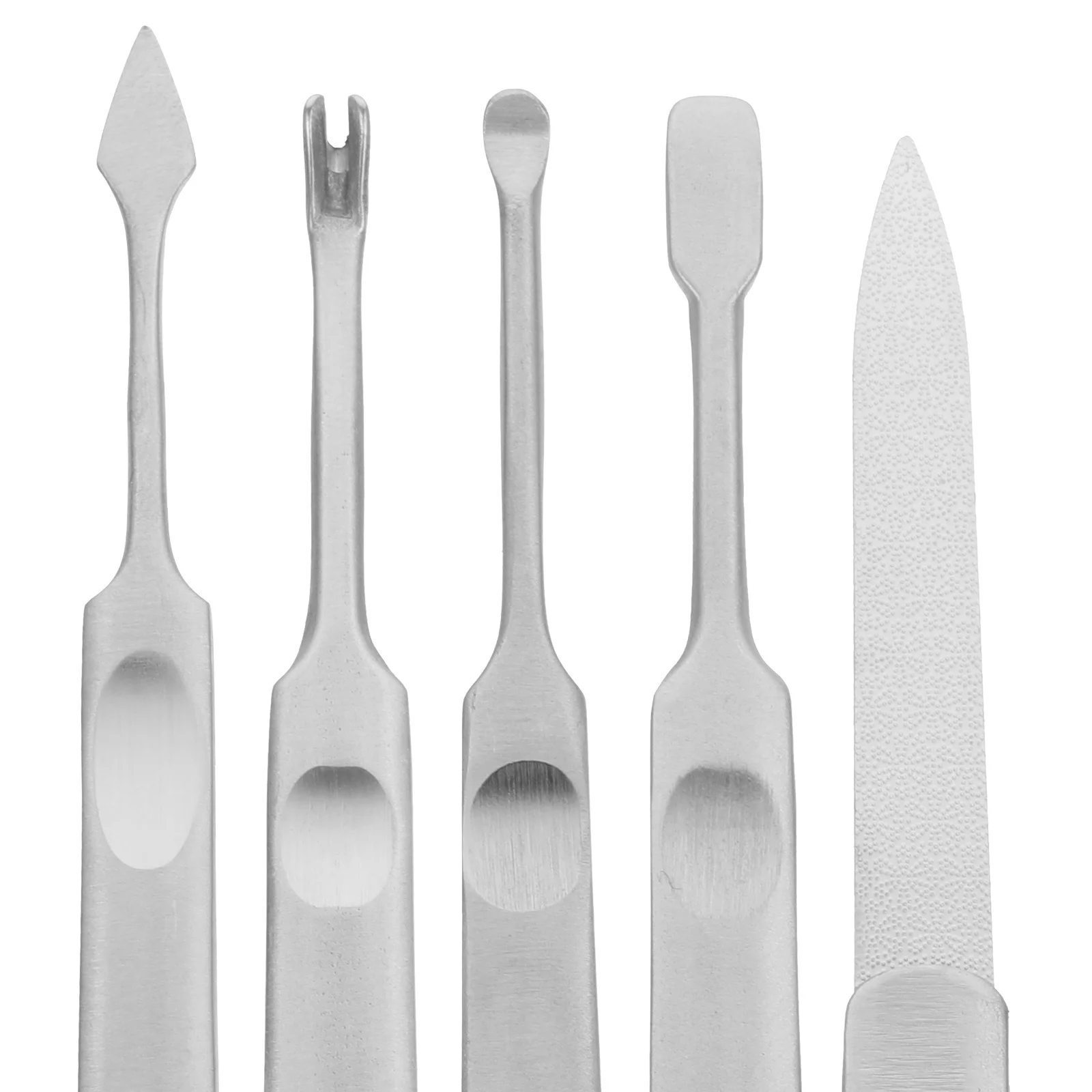 5종 네일 관리 키트 스테인리스 스틸 매니큐어 페디큐어 세트 네일 파일 플랫 각질 제거기 쿠스피달 각질 제거기 죽은 피부 포크 귀 청소기