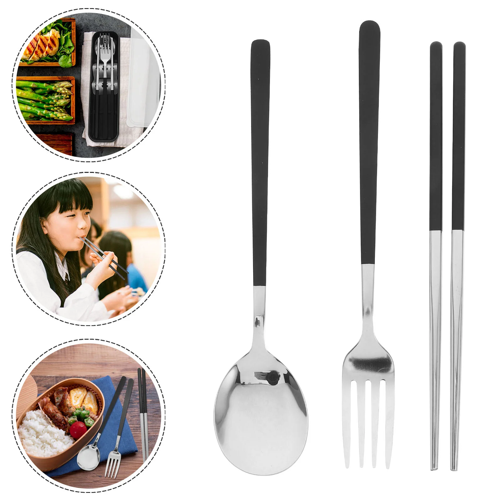 

Portable Cutlery Dinnerware Camping Utensils Spoon Silver Chopstick Case Chopsticks