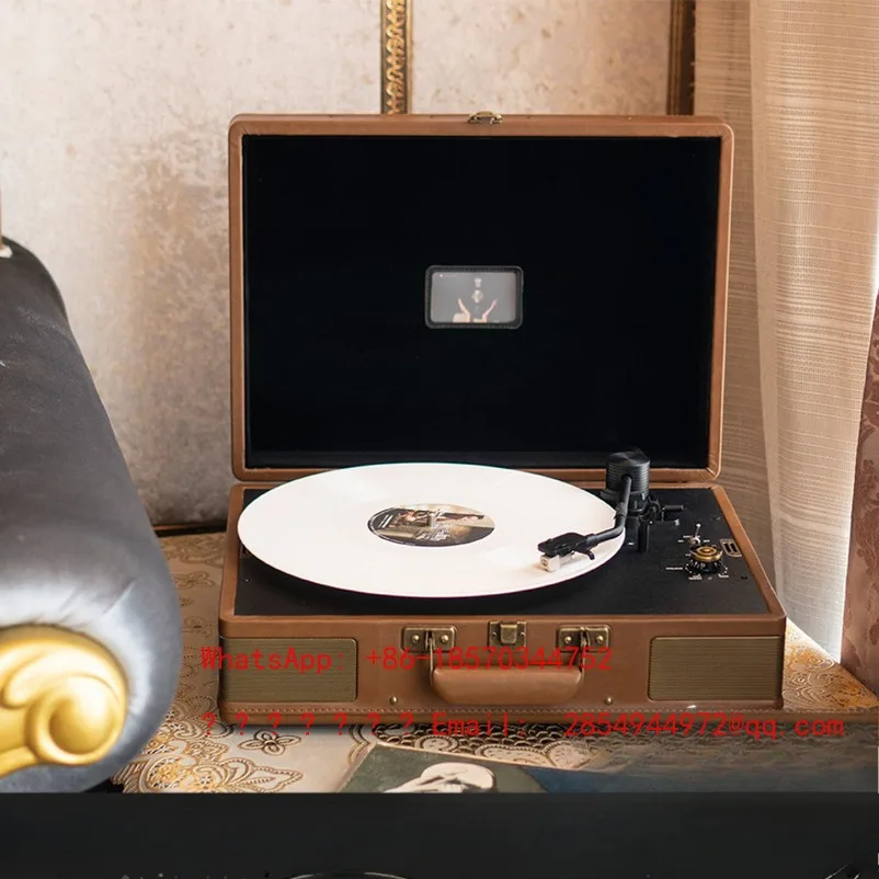 Vintage Vinyl Record Player Rechargeable Portable Retro Phonograph