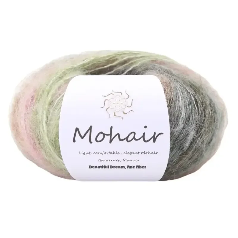 25g Soft Gradient Mohair Cotton Yarn DIY Crochet Hand Knitting Yarn Segment Dyed Wool Yarn for Baby Sweater Hat Scarf