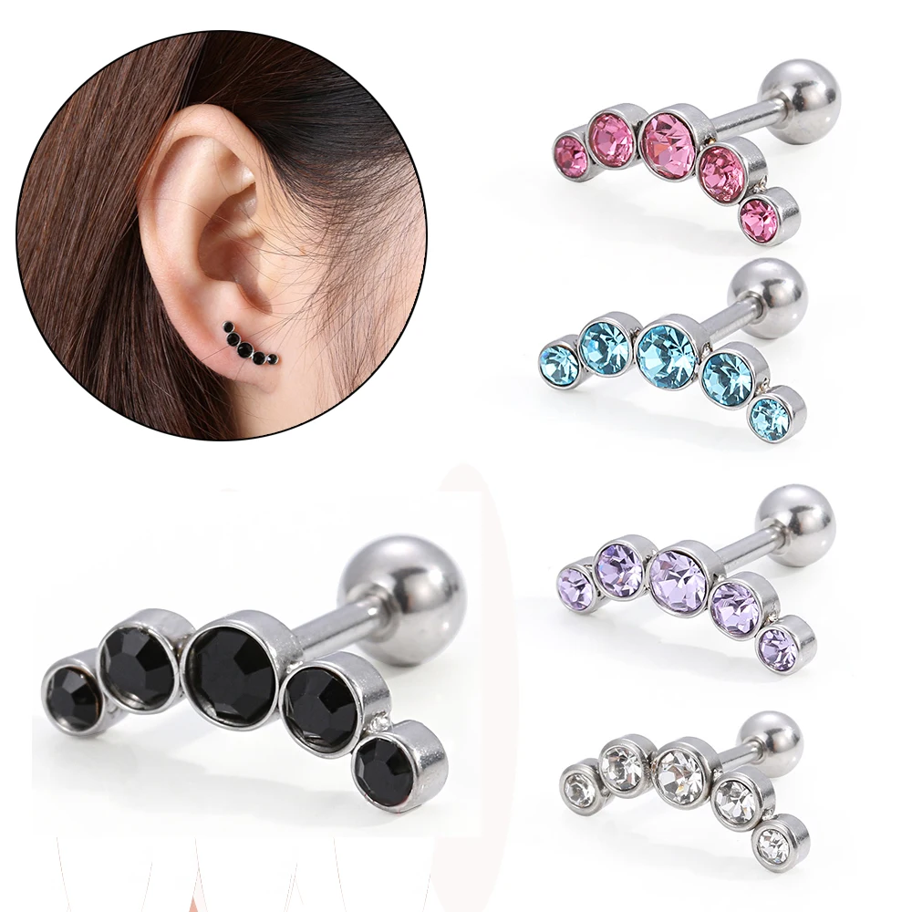 1Pc Cartilage Helix Earrings Fashion Women's Earrings Punk Stainless Steel Ear Stud Piercing Ear Nail Body Jewelry Accessories