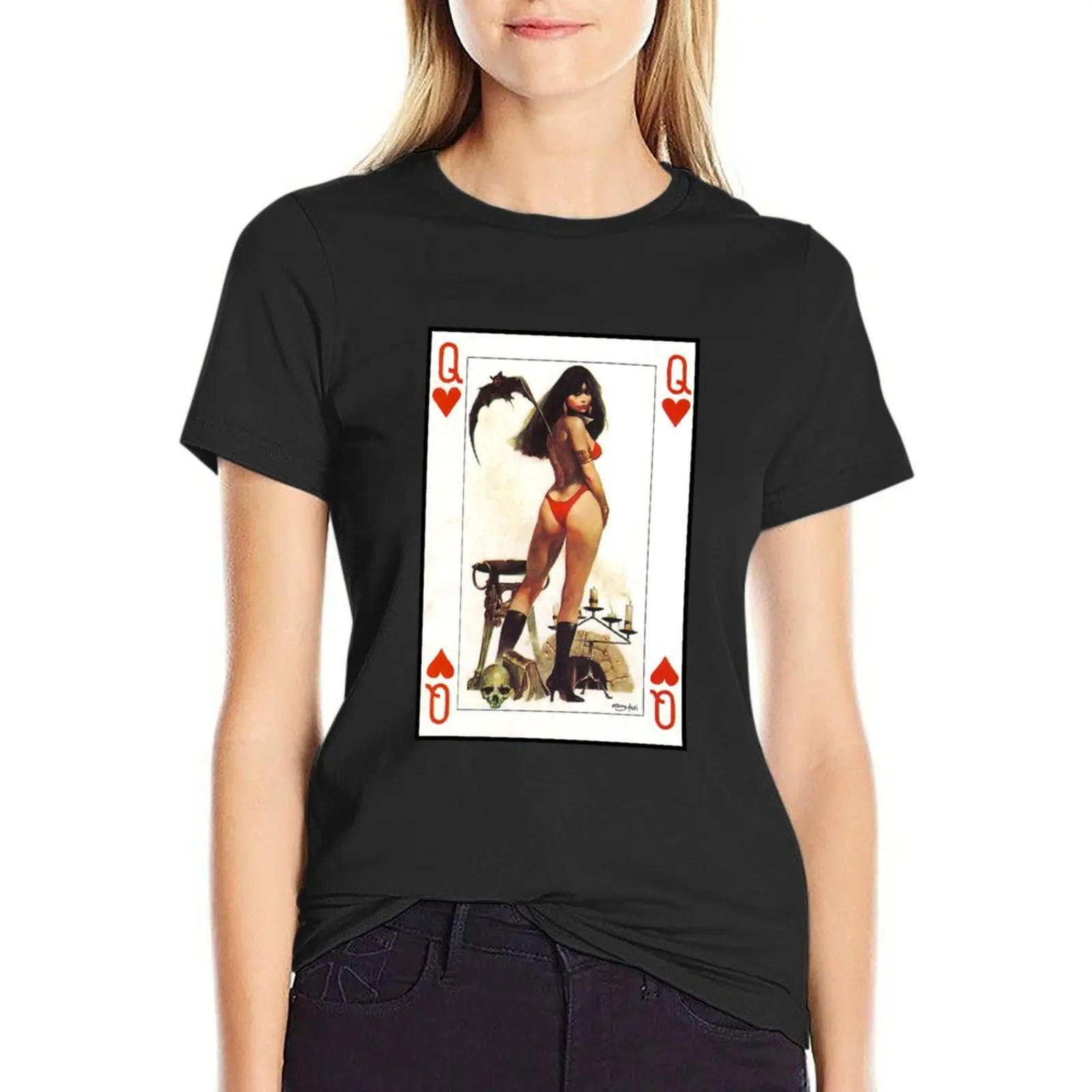 

ANOTHER GREAT VINTAGE VAMPIRELLA QUEEN OF HEARTS! T-Shirt Blouse tees lady clothes tight shirts for Women