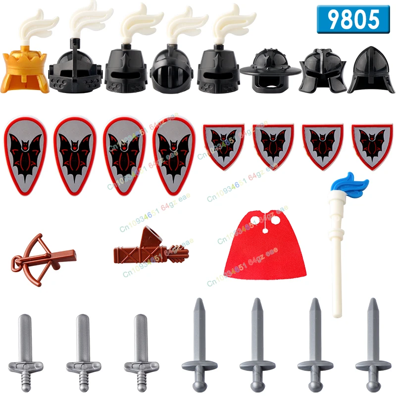 Medieval Knight MOC Army Castle Shadow Blue Lion Red Dragon Building Block Figure Soldier Axe Sword Shield Accessories Boy Toys - view 6