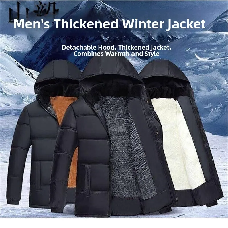 

Мужская зимняя теплая хлопковая одежда для папы Thiened Fce, мужская зимняя одежда среднего возраста, длинная застежка-молния Soli...