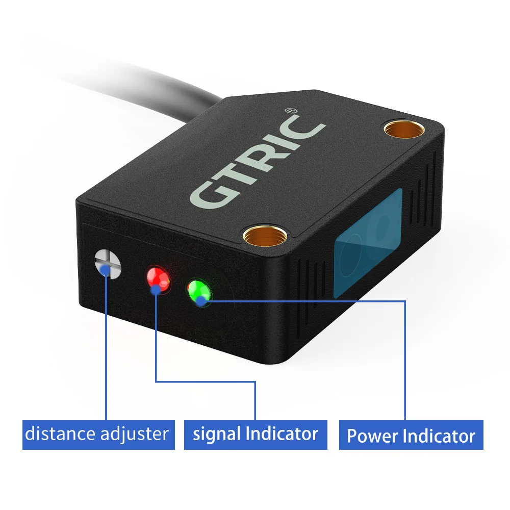 GTRIC Square Laser Photoelectric Sensors Diffuse Reflection Visible Small Spot NPN PNP 10-30VDC Infrared Beam Photocell Switch