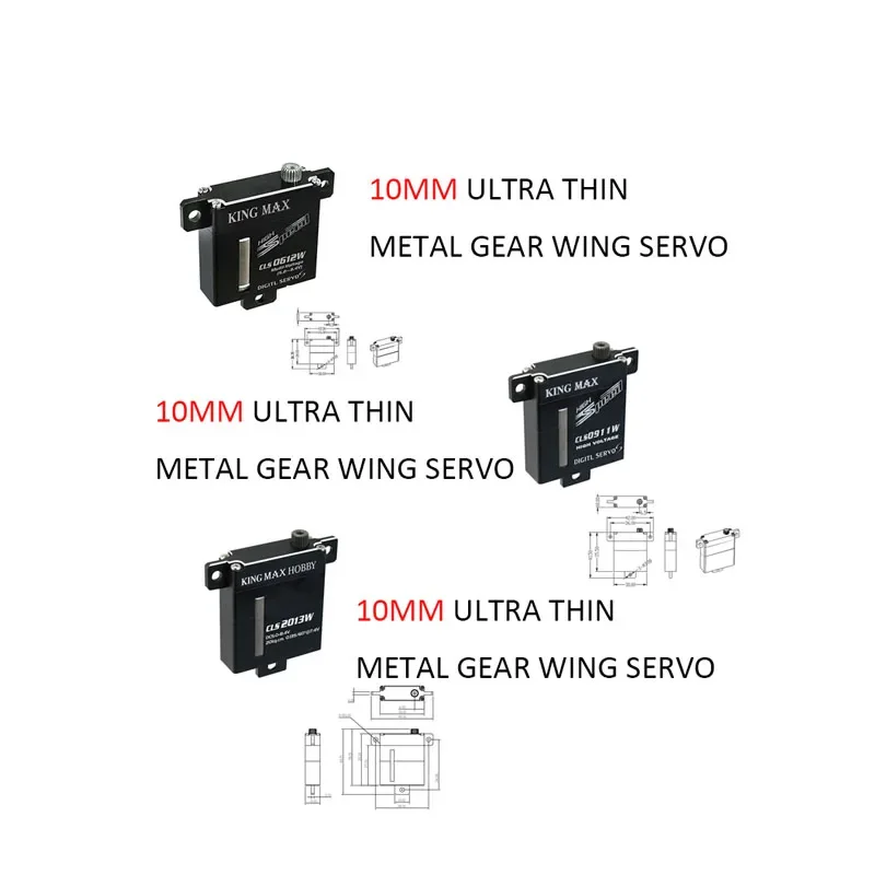 KINGMAX CLS0612W 0911W 2013W 8.5/10/20kg Digital Metal Gear Wing Servo Dual Ball Bearings Full CNC Case  For RC Sailplane Glid