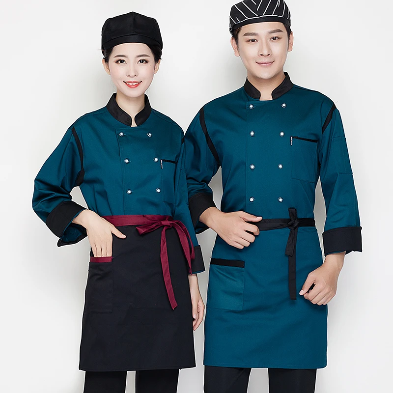 Chef Uniform Men Cook เสื้อผ้า Unisex ห้องครัวร้านอาหารเสื้อสั้น/แขนยาว Pastry แจ็คเก็ตทำงานด้านบนพิมพ์ออกแบบโลโก้