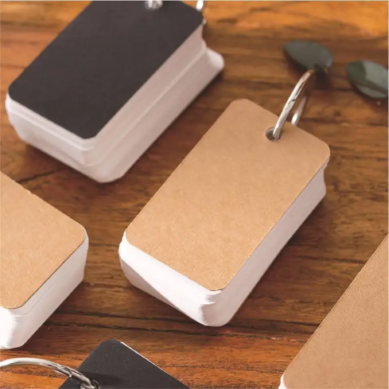 100 Sheets Blank Memo Note Paper with Binder Ring Smooth Writing Flash Cards for DIY Crafts School Study Office Message Reminder