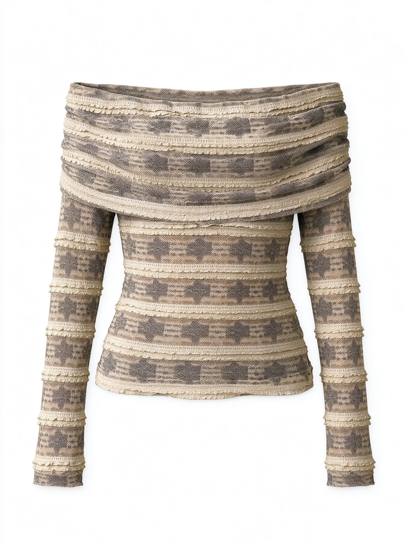 French-style one-shoulder lace blouse new autumn-winter style wooden earflaps off-shoulder sexy form-fitting long-sleeved top