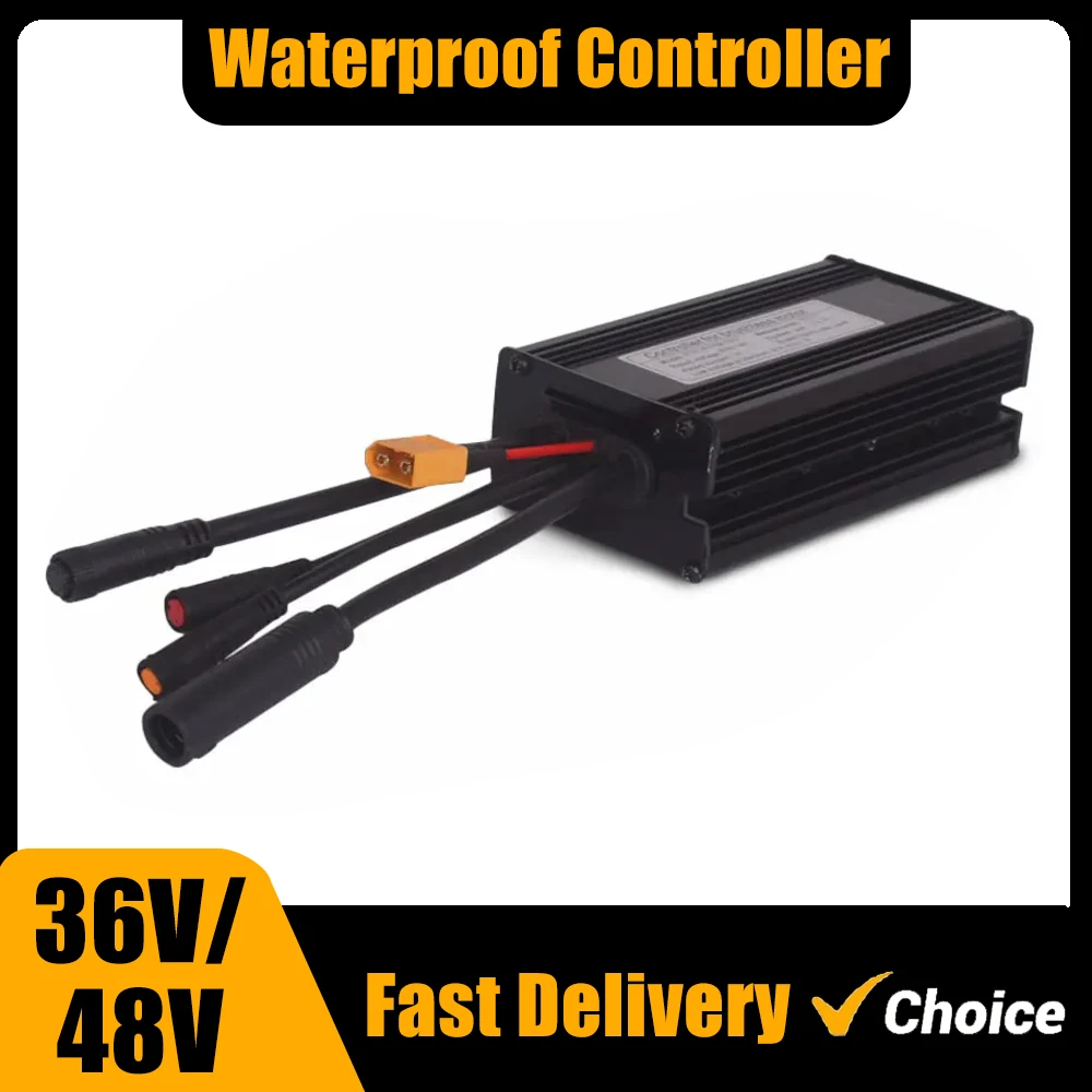 Waterproof Electric Bicycle Controller, Dual Mode, Hall Sensor, Sensorless, LED, LCD, 36V, 48V, 500W, 14A, 22A, 9 Mosfet