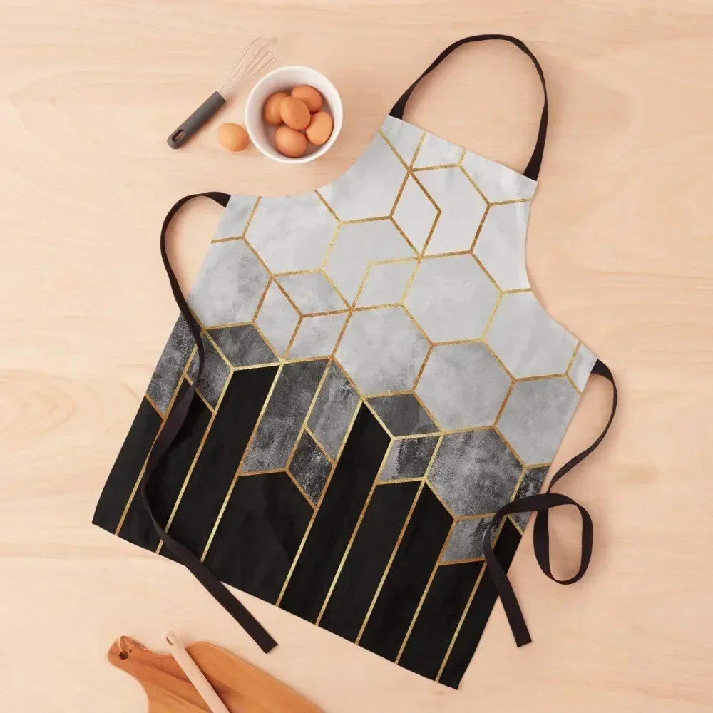 

Charcoal Hexagons Apron Barber Womens Dresses Kitchen Front Kitchen Items For Home Apron