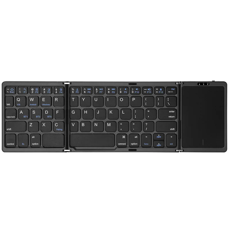 3-voudig toetsenbord Mini draadloos toetsenbord Opvouwbaar dubbel Bluetooth-toetsenbord met touchpad voor Windows Android IOS iPad-telefoon