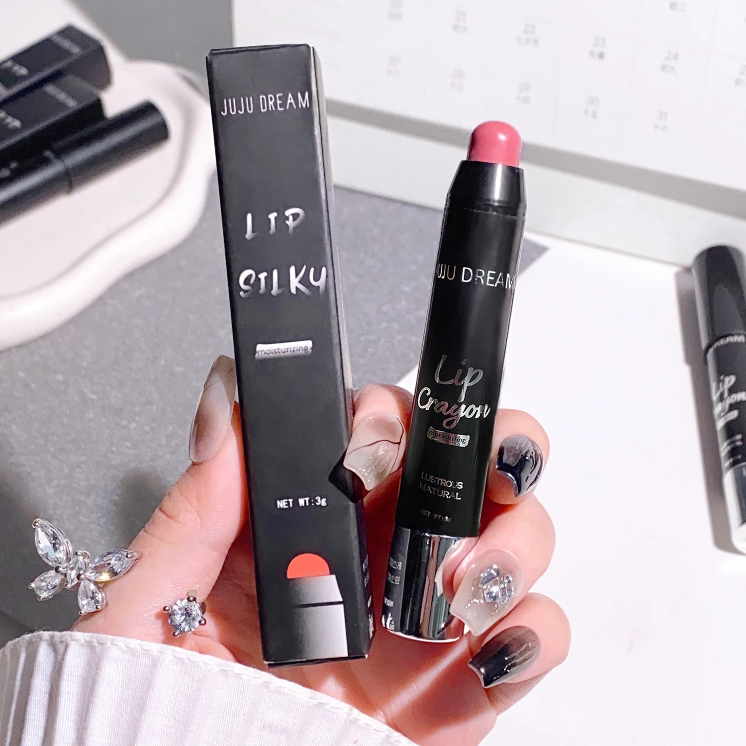 매트 매트 매트 립스틱 펜, 벨벳, 논페이드, 논스틱, 립스틱, 화이트, 저채도