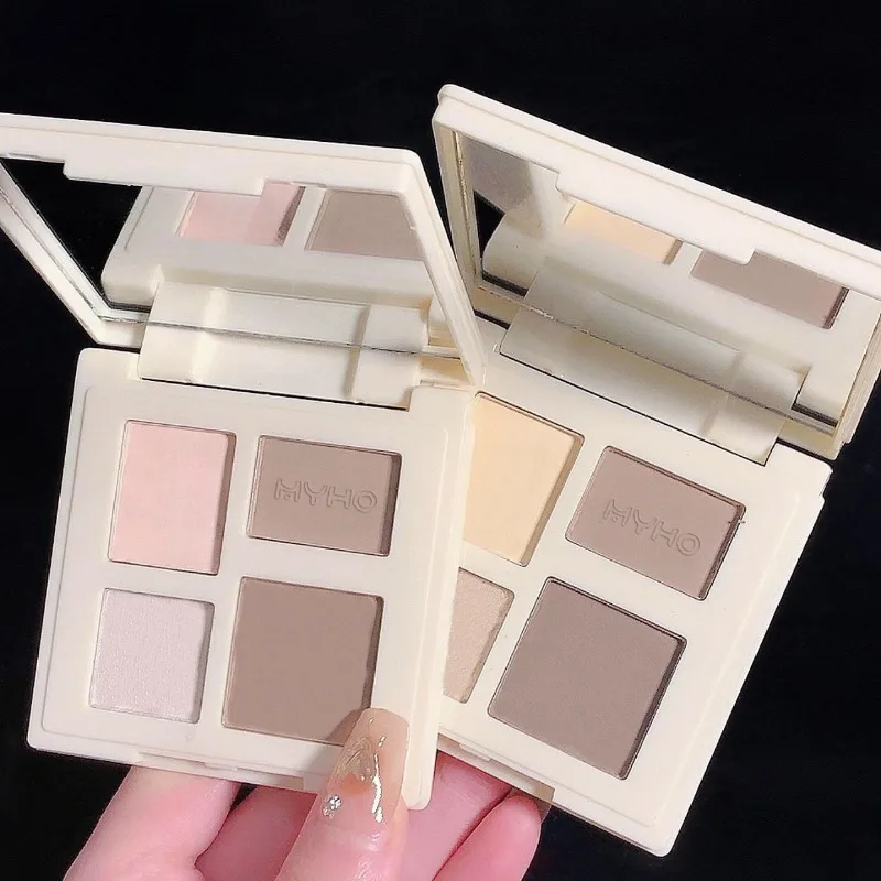 4 ألوان الكل في واحد لوحة أحمر الخدود كونتور هيغليغتر مجموعة النحت مع مرآة للمبتدئين في ماكياج السفر ودية #5