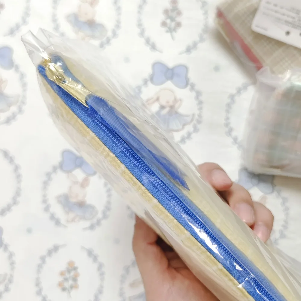 Miffy coelho dos desenhos animados saco de lápis algodão listrado japonês bonito grande capacidade saco de papelaria saco de armazenamento de maquiagem alta aparência