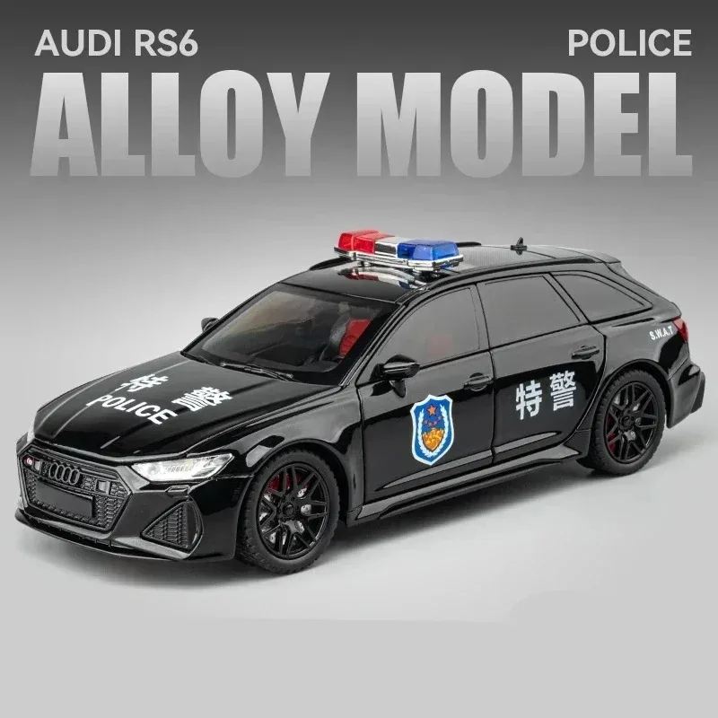 

1/24 Audi RS6 Avant Station Wagon Alloy Car Model Diecasts Metal Toy Police Vehicles Car Model Simulation Sound Light Kids Gifts