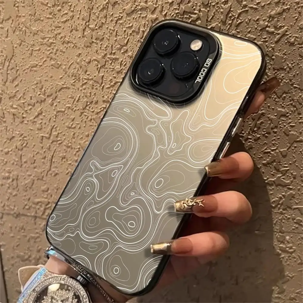 حافظة هاتف بتصميم أنماط الخط الفني التجريدي مناسبة لهاتف iPhone16 15 14 13 12 11 Pro Max مقاومة للصدمات ومضادة للبصمة