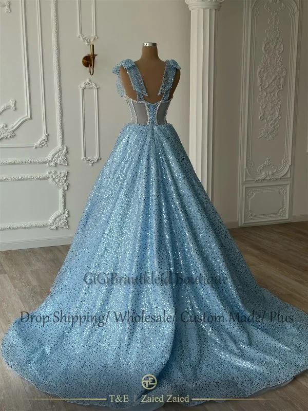 فساتين سهرة GiGiBraut مطرزة سباركلي للنساء أشرطة سباغيتي مع فيونكة وأحجار الراين بأربطة فيستدوس دي فييستا مخصصة