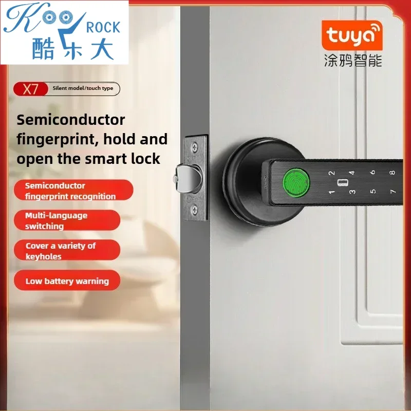 

Smart Lever Handle Electronic Lock, Tuya Compatible Bluetooth Home Door Anti-theft Fingerprint Password Lock