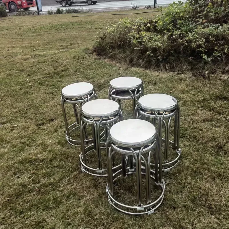 Heavy Duty Stainless Steel Round Stool Durable Metal Seat for Home Kitchen Banquet Catering Venue Wholesale