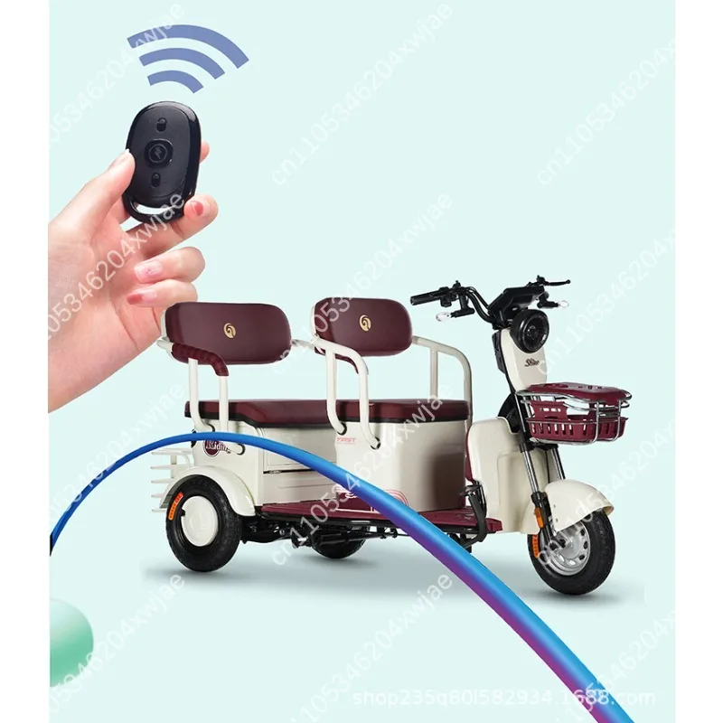 Electric Cargo and Passenger Tricycle 2 Rows 3 Seats Detachable Storage Basket Parent-Child Use
