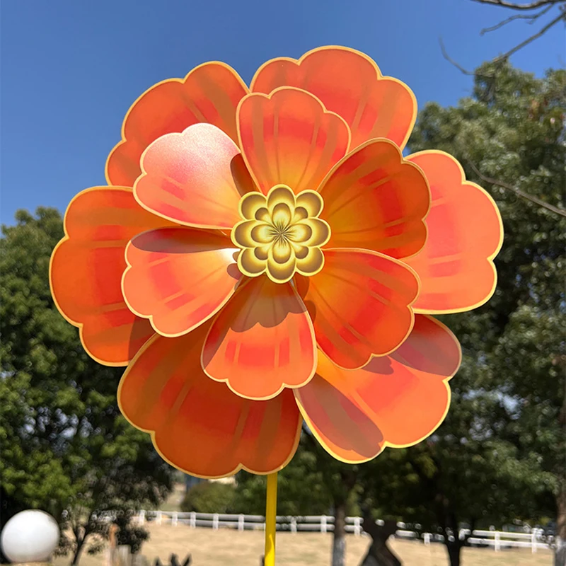 

Стоящая цветочная ветряная мельница из цельной части, двухслойная вращающаяся вертушка, украшение сада и реквизит для фотосъемки.