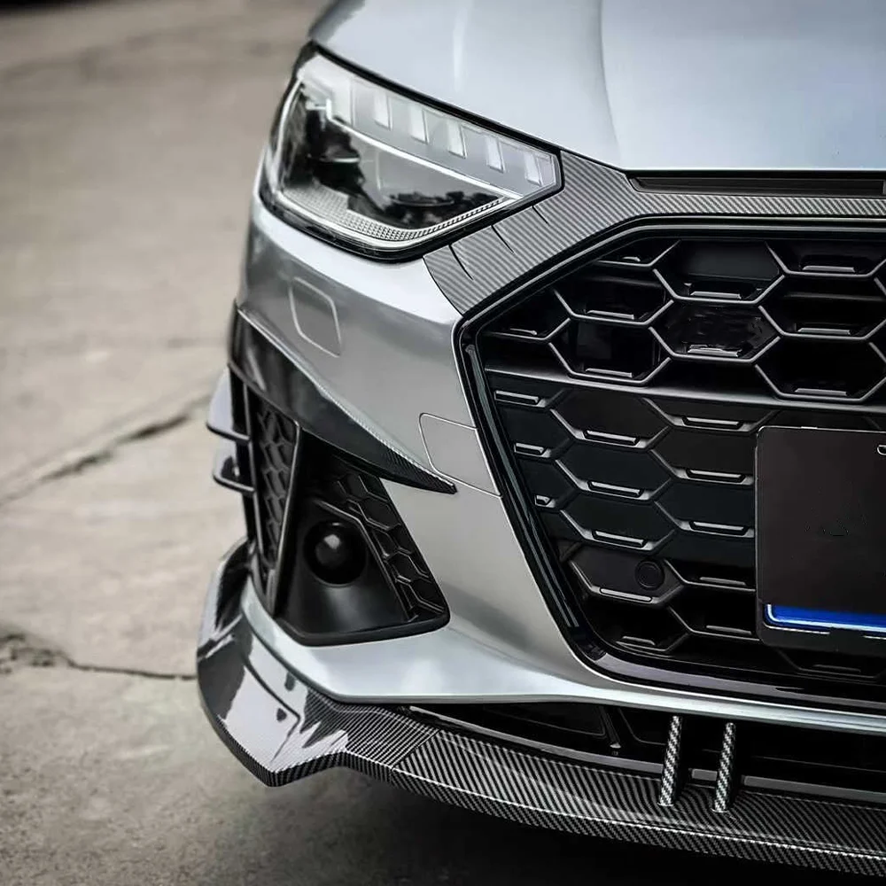 For Audi A4 S4 B9 TDI Sedan / Avant 2020 2021 2022 2023 2024 Front Bumper Canard Splitter Spoiler Air Knife Cover Trim